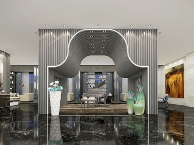 新中式大堂前台接待区