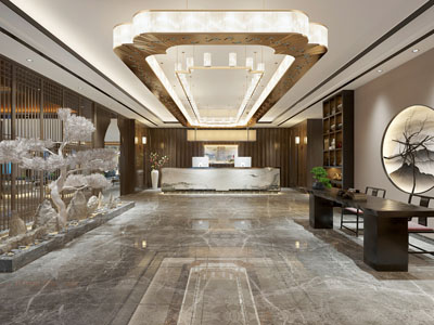 新中式大堂前台接待台