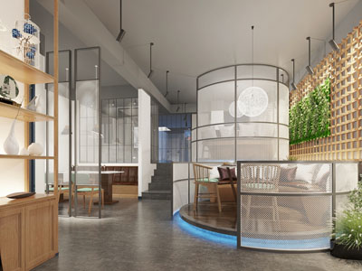 新中式饭店餐馆就餐区