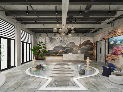 新中式大堂前台接待区