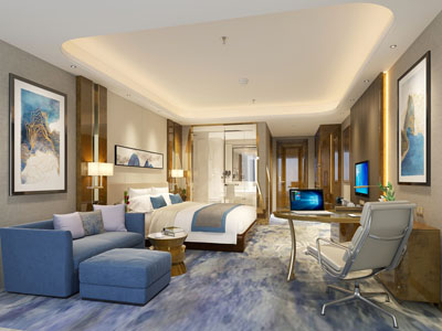 现代轻奢酒店客房套房