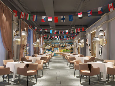 后现代饭店餐馆就餐区