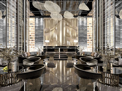 现代售楼处大堂前台接待区