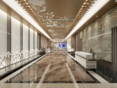 新中式前台接待台走廊过道