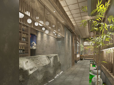 日式饭店餐馆走廊过道