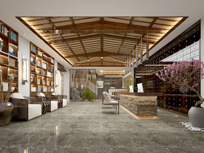 新中式大堂前台接待区