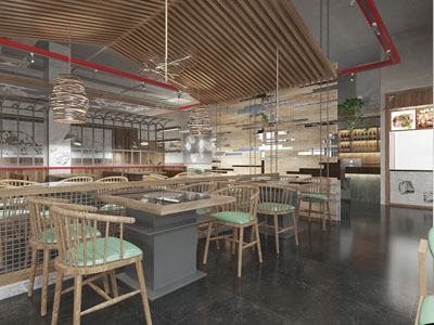 新中式饭店餐馆火锅店3d模型 新中式饭店餐馆火锅店