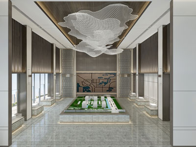 新中式售楼处大堂沙盘