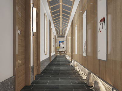 日式酒店客房走廊过道