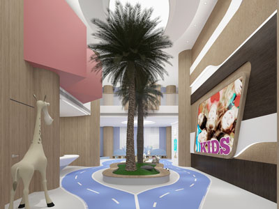 现代幼儿园大堂前台接待区