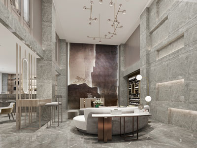 新中式大堂前台接待区