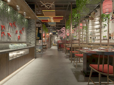 新中式饭店餐馆火锅店3d模型 新中式饭店餐馆火锅店