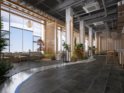 新中式饭店餐馆就餐区