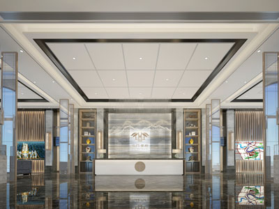 新中式售楼处大堂前台接待区