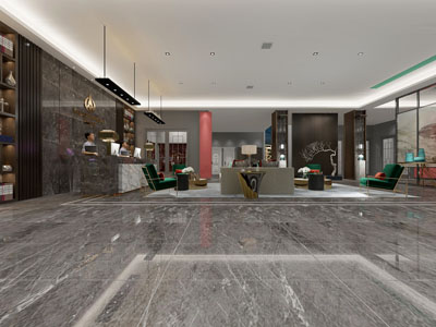 新中式酒店大堂前台接待区