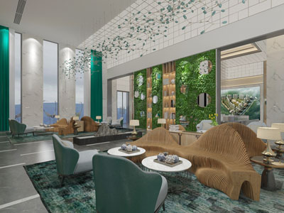 新中式售楼处大堂前台接待区