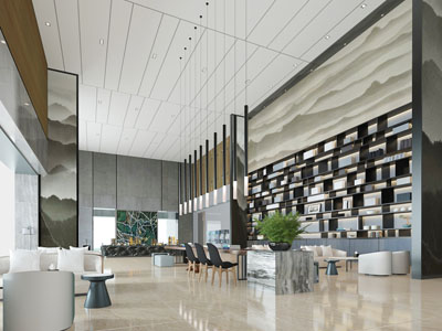 新中式大堂前台接待区