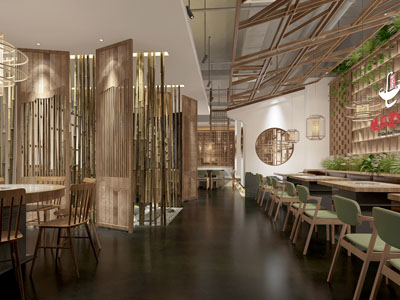 新中式饭店餐馆就餐区