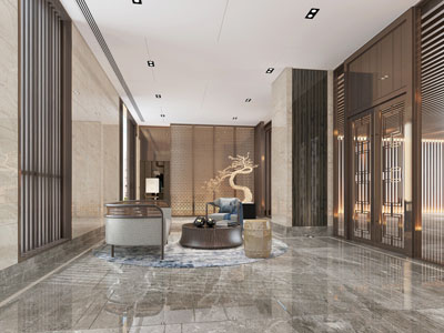 新中式大堂前台接待区