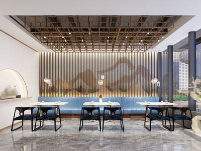 新中式饭店餐馆就餐区