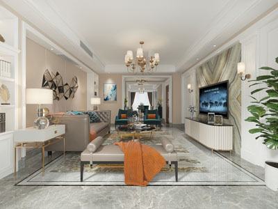 现代轻奢客厅餐厅