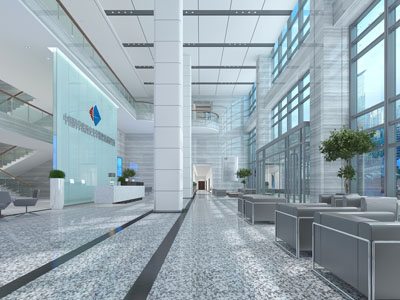 现代企业公司大堂前台接待区