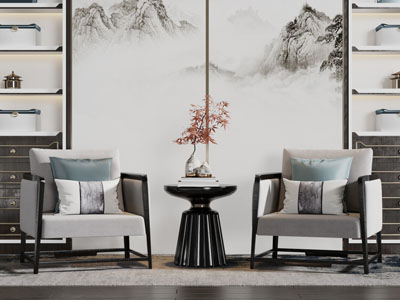 中式休闲椅子茶几