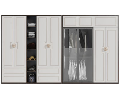 新中式衣柜3d模型 新中式衣柜