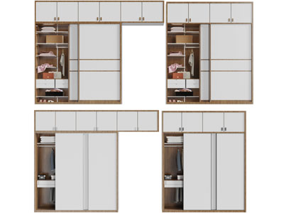 现代实木推拉门衣柜3d模型 现代实木推拉门衣柜