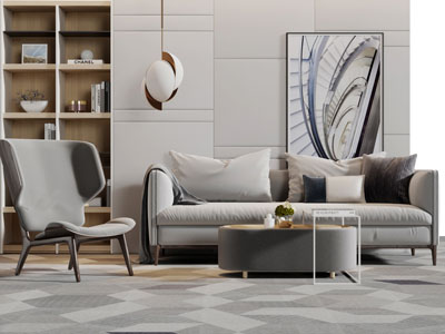 现代多人沙发休闲椅子茶几组合