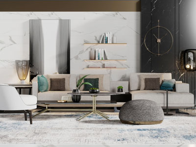 现代轻奢多人单人沙发茶几组合