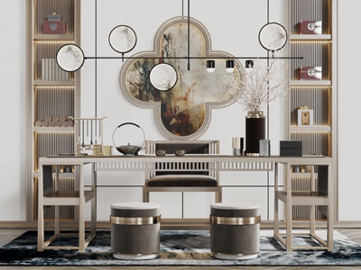 中式茶桌椅组合