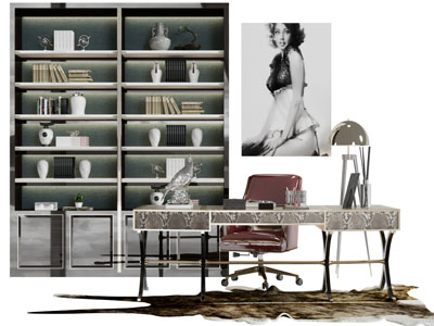 现代书柜书桌椅组合