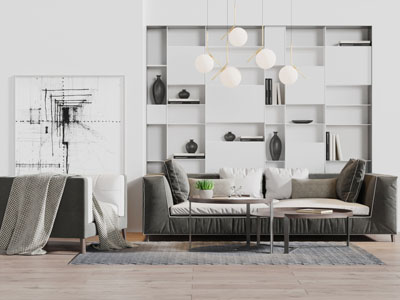 后现代布艺多人单人沙发茶几组合