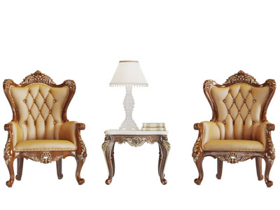 欧式雕花单人沙发茶几3d模型 欧式雕花单人沙发茶几