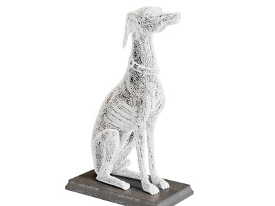 一只远眺的狗雕塑雕刻