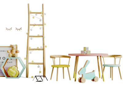 北欧实木儿童桌椅组合