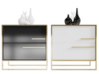 现代轻奢金属边框床头柜