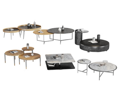 现代圆形组合茶几3d模型 现代圆形组合茶几