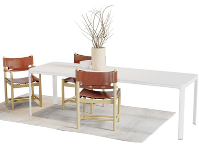 新中式长方形餐桌椅组合