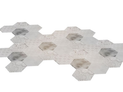 现代六边形拼接瓷砖地面拼花