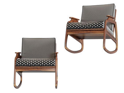 现代实木边框的摇椅躺椅