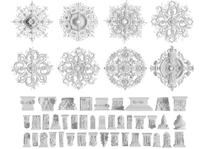 法式雪花雕花灯盘罗马柱头