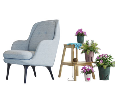 现代布艺单人沙发花架花盆3d模型 现代布艺单人沙发花架花盆