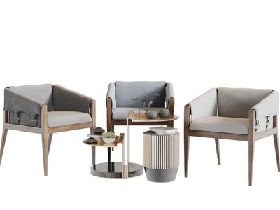 新中式休闲椅子茶几