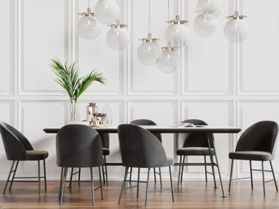 现代长方形餐桌椅组合