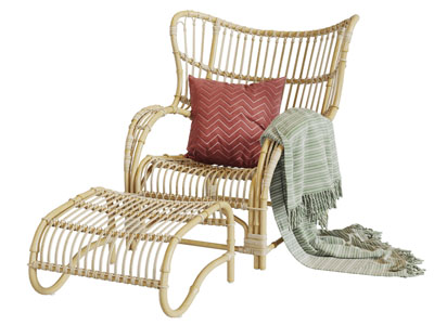 东南亚藤编休闲椅子脚踏