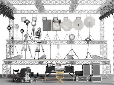 现代舞台筒灯射灯镭射灯话筒支架麦克风