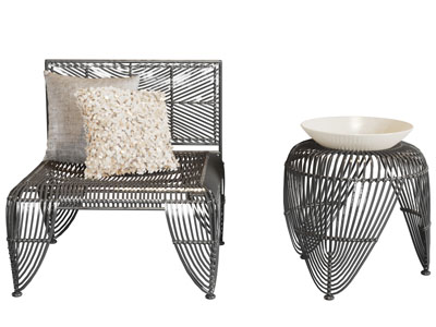 工业风金属铁艺镂空休闲椅子茶几