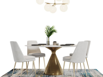 现代轻奢圆形餐桌椅组合